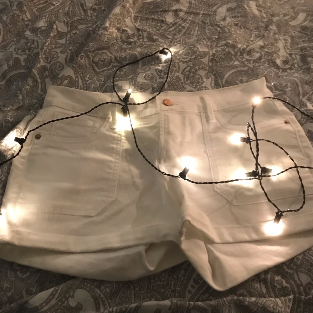 White jean shorts